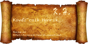 Kovácsik Henrik névjegykártya