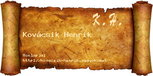 Kovácsik Henrik névjegykártya